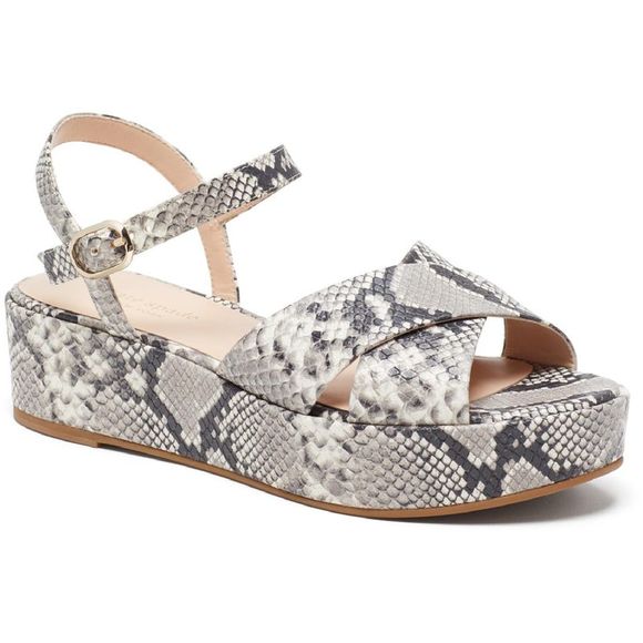 Kate Spade New York Womens Bunton B/W Leather Wedge Sandals Shoes NWT - Picture 2 of 3